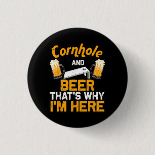 Funny Cornhole Gift For Men Cornhole Player Beer 3 Cm Round Badge
