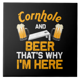Funny Cornhole Gift For Men Cornhole Player Beer Ceramic Tile