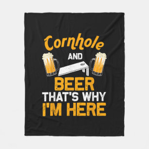 Funny Cornhole Gift For Men Cornhole Player Beer Fleece Blanket