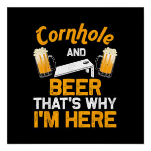 Funny Cornhole Gift For Men Cornhole Player Beer Poster