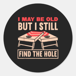 Funny Cornhole Grandpa Fathers Day Toss Games Classic Round Sticker