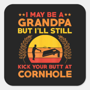 Funny Cornhole Grandpa Outfit Sack Toss Square Sticker
