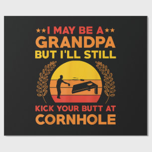 Funny Cornhole Grandpa Outfit Sack Toss Wrapping Paper