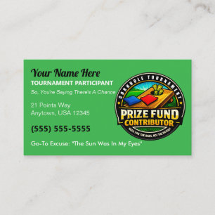 Funny Cornhole Prize Fund Contributor Gag Calling Card