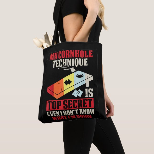 Funny Cornhole Tote Bag (Close Up)