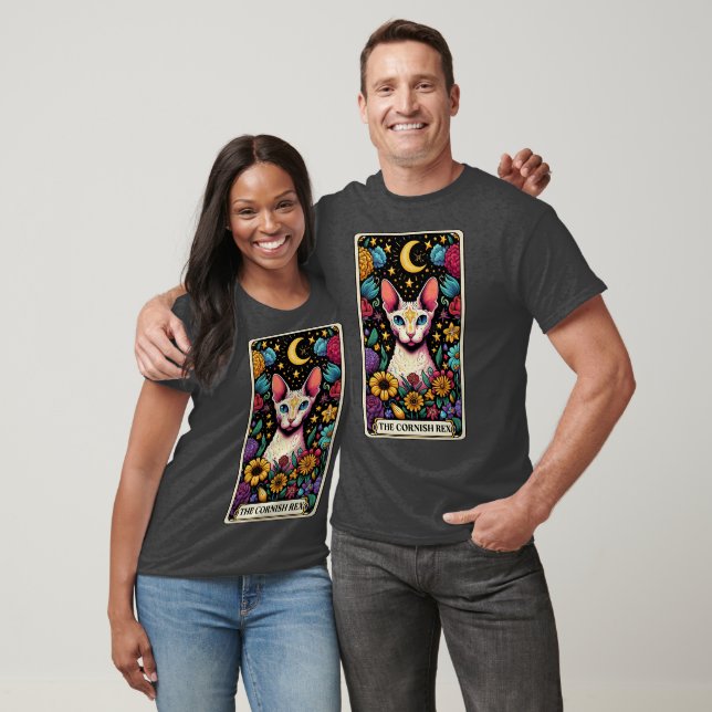 Funny Cornish Rex Cat Tarot Card T-Shirt (Unisex)
