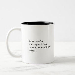 Funny & Corny Romantic Saying Modern Black & White Two-Tone Coffee Mug