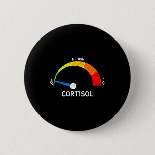 Funny cortisol level speedometer stress meme 6 cm round badge