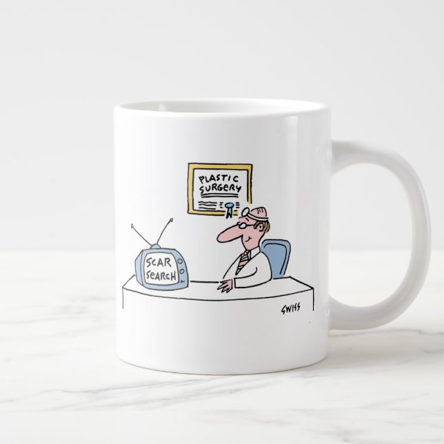 Funny Cosmetic Plastic Surgeon Cartoon Jumbo Mug (Right)