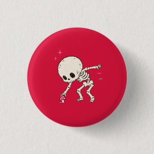 Funny Cottagecore Skeleton Foraging Red Mushroom 3 Cm Round Badge