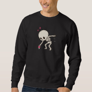 Funny Cottagecore Skeleton Foraging Red Mushroom Sweatshirt