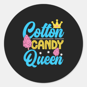 Funny Cotton Candy Queen Quote Women Girls Flavore Classic Round Sticker