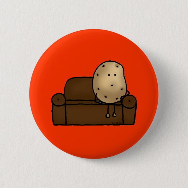 Funny Couch Potato Cartoon Design   6 Cm Round Badge (Front)