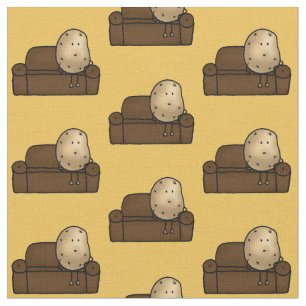 Funny Couch Potato Cartoon Design   Fabric