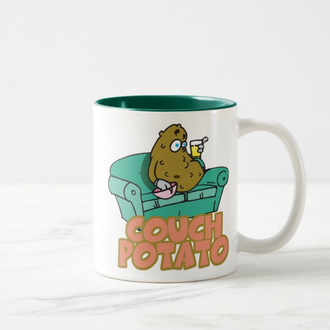 Funny Couch Potato Two-Tone Coffee Mug (Right)