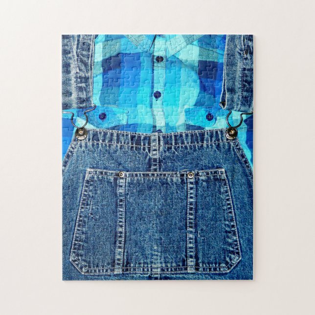 Funny Country Bumpkin Jean Overalls Jigsaw Puzzle (Vertical)