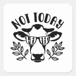 funny Country cow word art Square Sticker