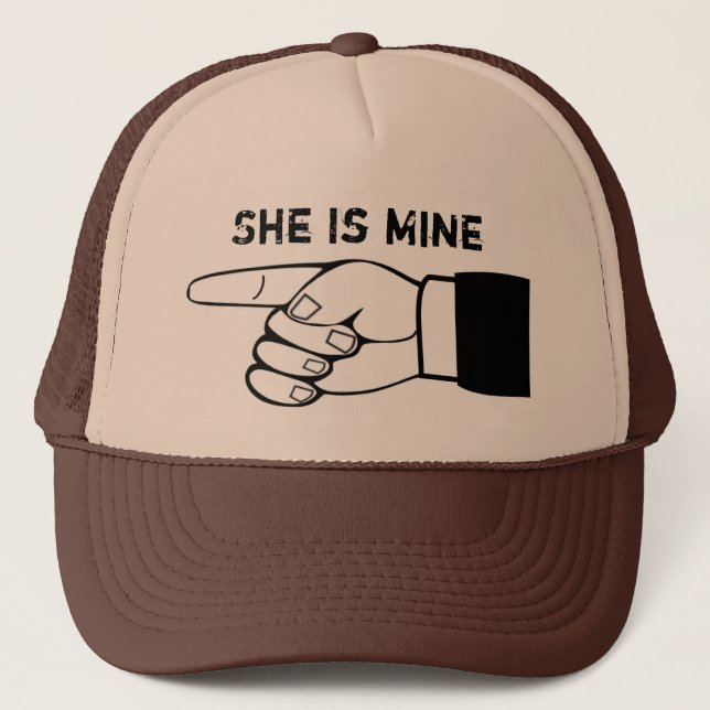 Funny couple hat, x2 ,HE/SHE is mine,edit text Trucker Hat (Front)