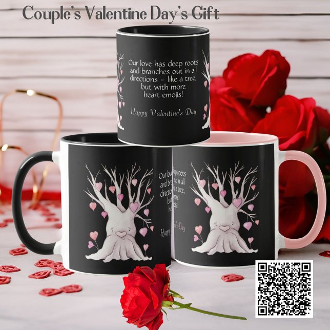 Funny Couple Matching Pink Heart Tree Valentines Mug (Creator Uploaded)