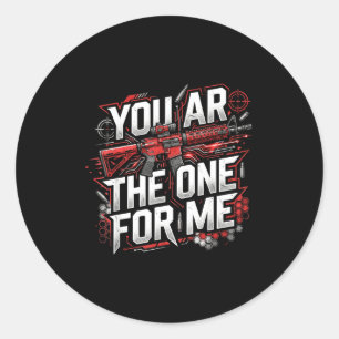 Funny couple matching valentine ar the one for classic round sticker