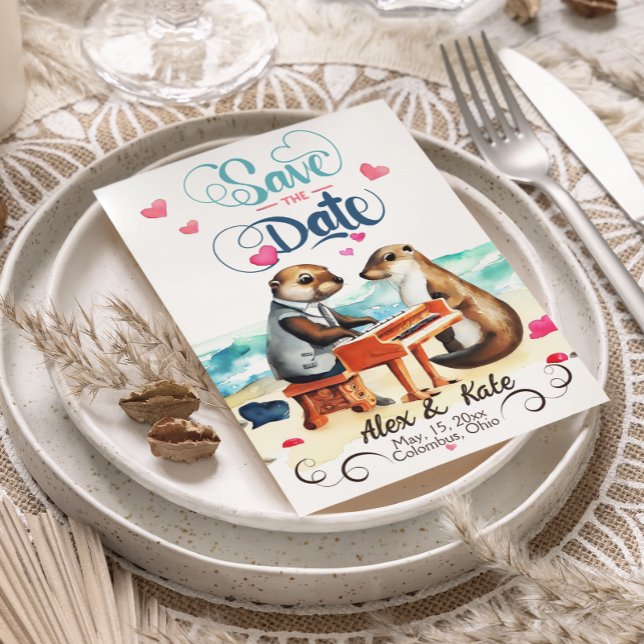 Funny Couple Otters Wedding Save The Date (Creator Uploaded)