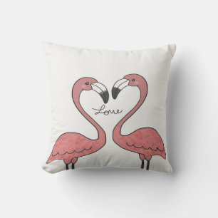 Funny Couple Pink Flamingo Birds   Flamingo Lovers Cushion