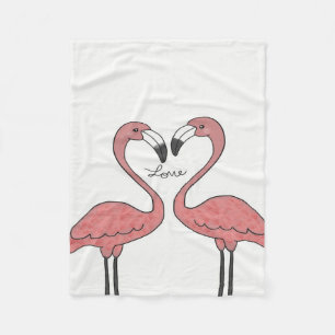 Funny Couple Pink Flamingo Birds Flamingo Lovers Fleece Blanket