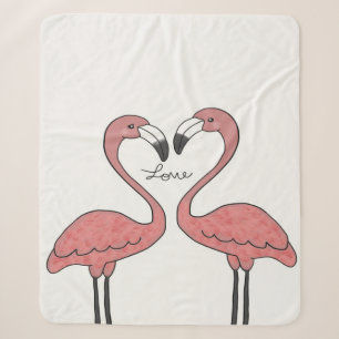 Funny Couple Pink Flamingo Birds Flamingo Lovers Sherpa Blanket
