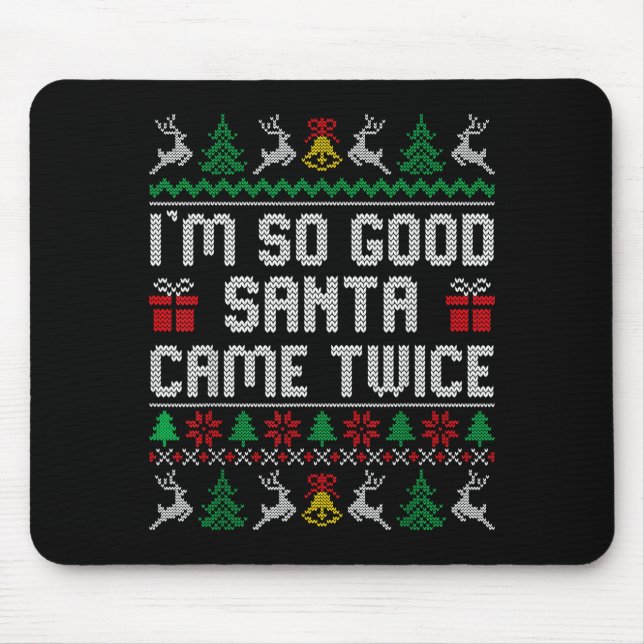 Funny Couple Ugly Christmas Sweater For Men Women  Mouse Pad (Front)
