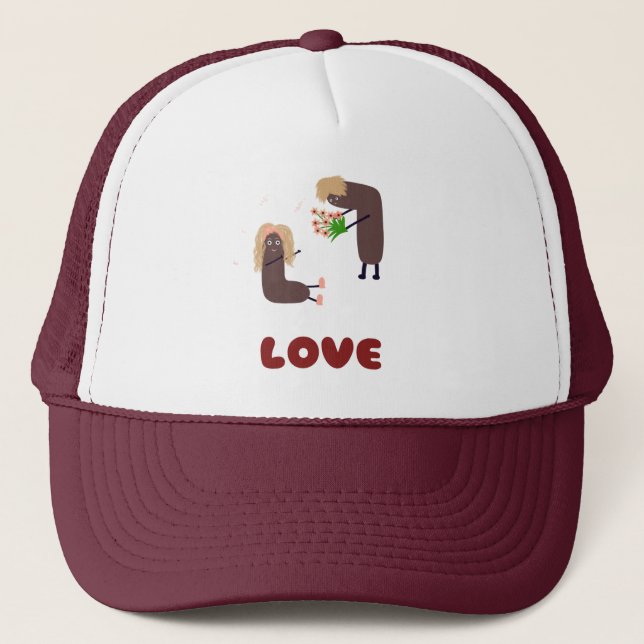 Funny couple with flowers trucker hat (Front)