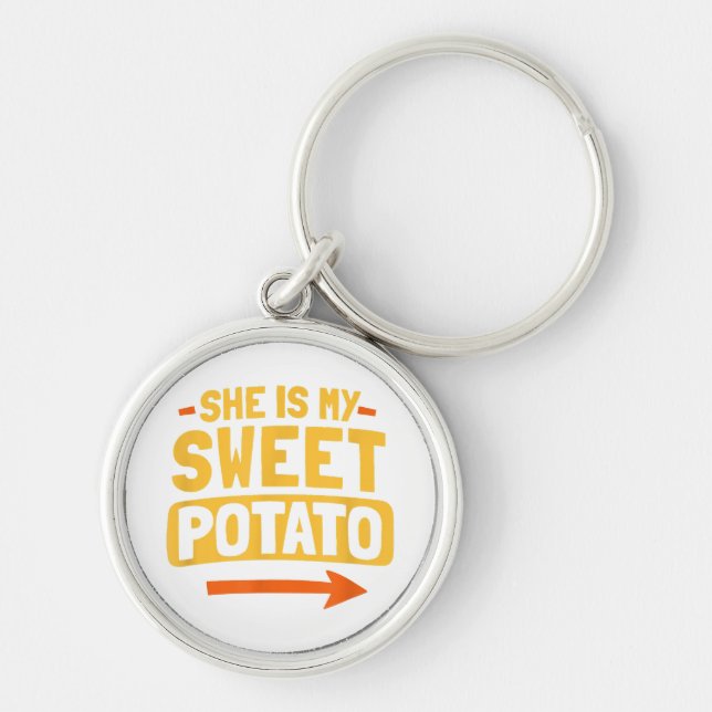 Funny Couples Matching She Is My Sweet Potato Shir Key Ring (Front)