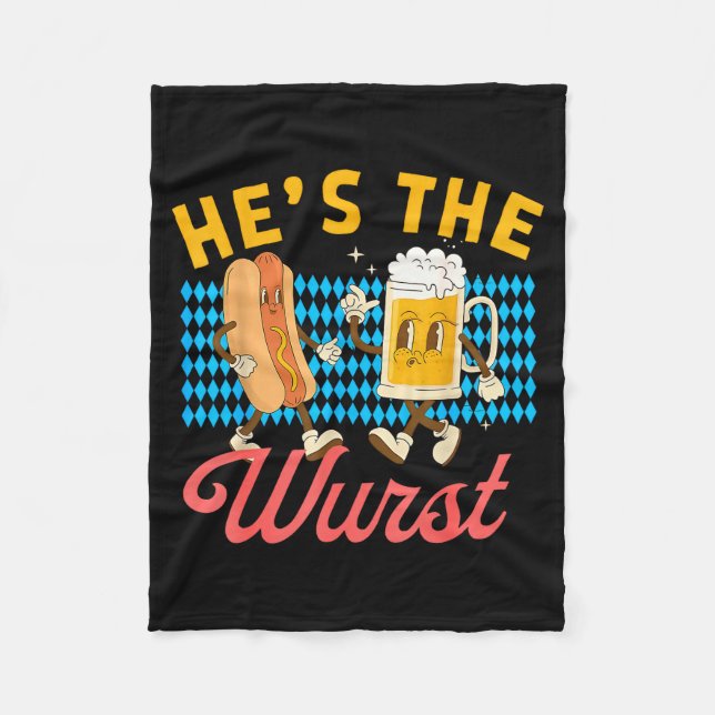 Funny Couples She's A Brat He's The Wurst  Fleece Blanket (Front)