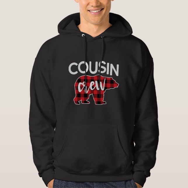 Funny Cousin Crew Red Plaid Bear Matching Christma Hoodie (Front)