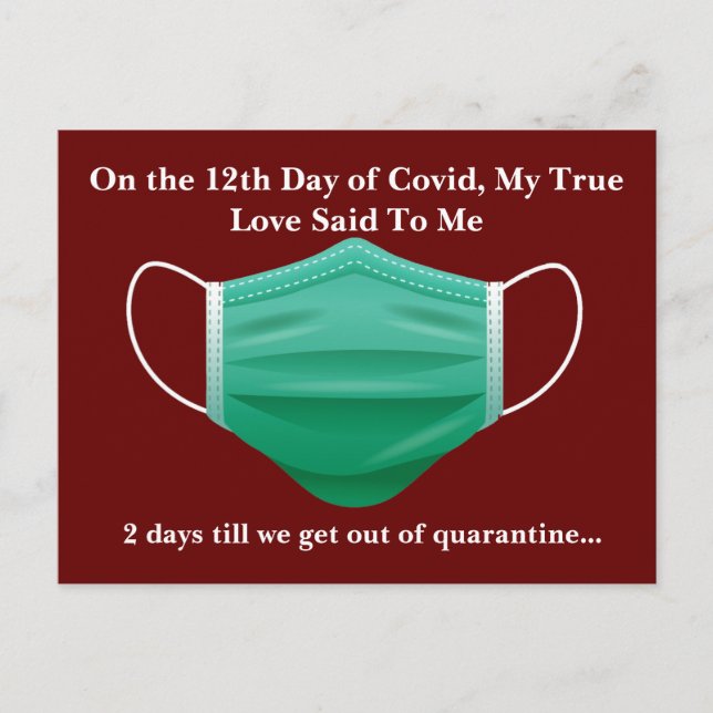 Funny Covid 12th Day of Christmas Holiday Postcard (Front)