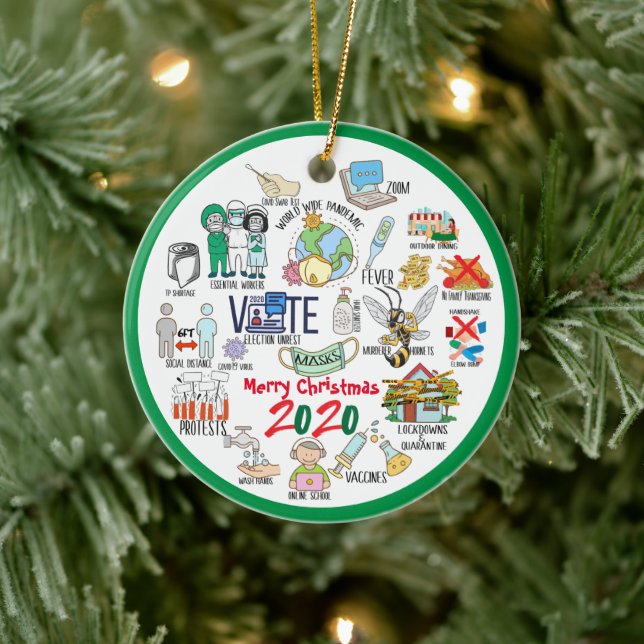 Funny Covid 19 2020 Christmas Memories 2 Ceramic Ornament (Tree)