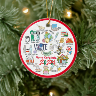 Funny Covid 19 2021 Christmas Memories Ceramic Ceramic Ornament