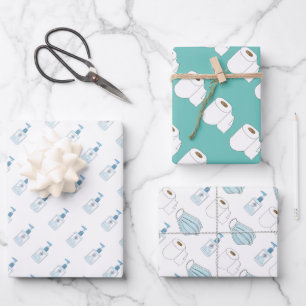 Funny, Covid-19 keep safe essentials trio themed Wrapping Paper Sheet