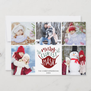 Funny COVID-19 MERRY ChristMASK Face Mask 5 Photos Holiday Card