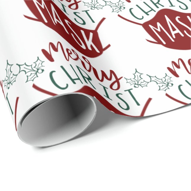 Funny COVID-19 MERRY ChristMASK Face Mask Wrapping Paper (Roll Corner)