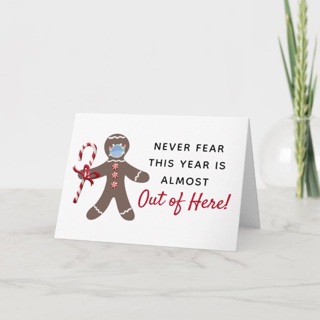 Funny Covid Christmas Face Masked Gingerbread Man Holiday Card (Front)