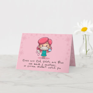 Funny COVID Valentine's Day Folded Greeting Card
