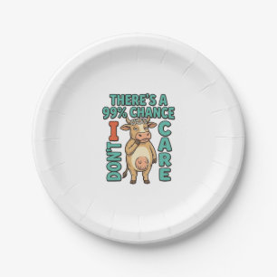 Funny Cow 99% Chance I Dont Care Vintage Graphic_1 Paper Plate