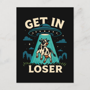 Funny Cow Abduction By UFO Holiday Postcard