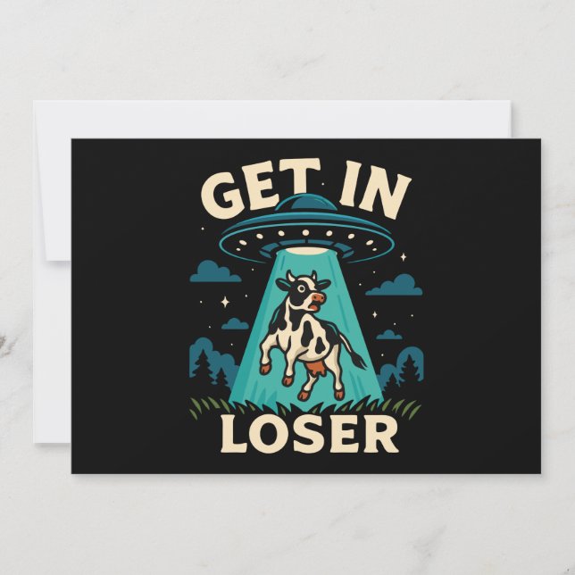 Funny Cow Abduction By UFO  Invitation (Front)
