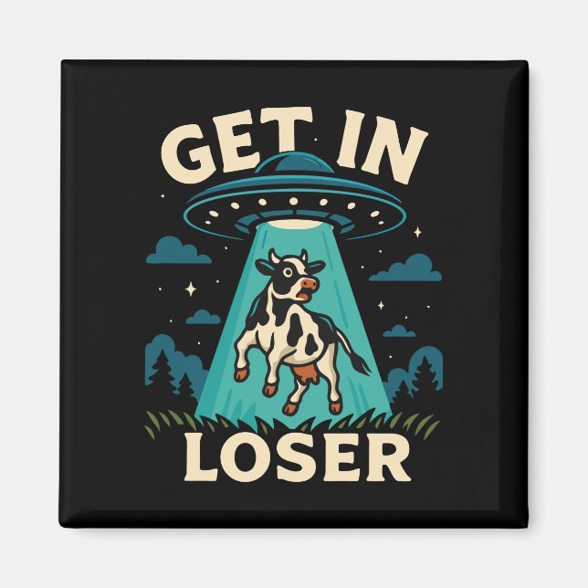 Funny Cow Abduction By UFO  Magnet (Front)