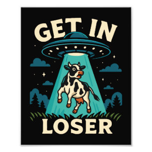 Funny Cow Abduction By UFO  Photo Print