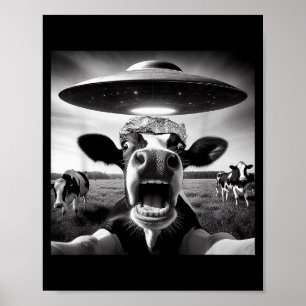 Funny Cow Abduction By Ufo Selfie - Hilarious Alie Poster