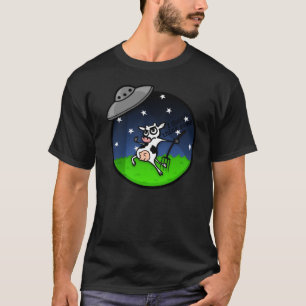 FUNNY COW ALIEN UFO ABDUCTION GRAPHIC T-SHIRT