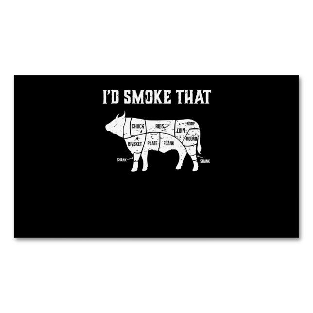 Funny Cow Bbq  Pit Master Gift Magnetic Business Card (Front)