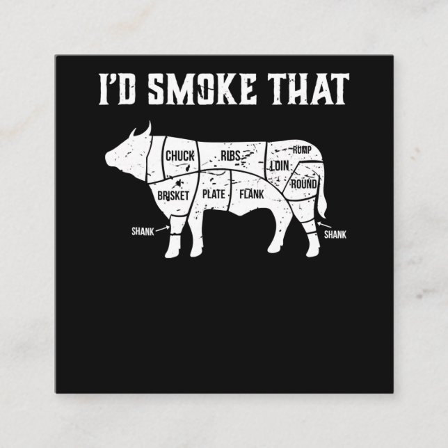 Funny Cow Bbq  Pit Master Gift Square Business Card (Front)